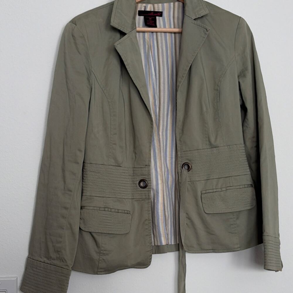 Willi Smith vintage Green Tie Waist Button Jacket Lined Women's 10 Short